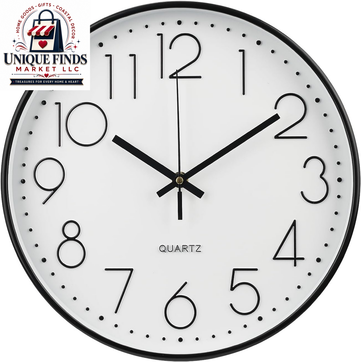 12-Inch Non-Ticking Silent Quartz Wall Clock with Red Stereoscopic Dial - Modern Round Design for Home, Office, School, Living Room, Bedroom, and Kitchen Decor