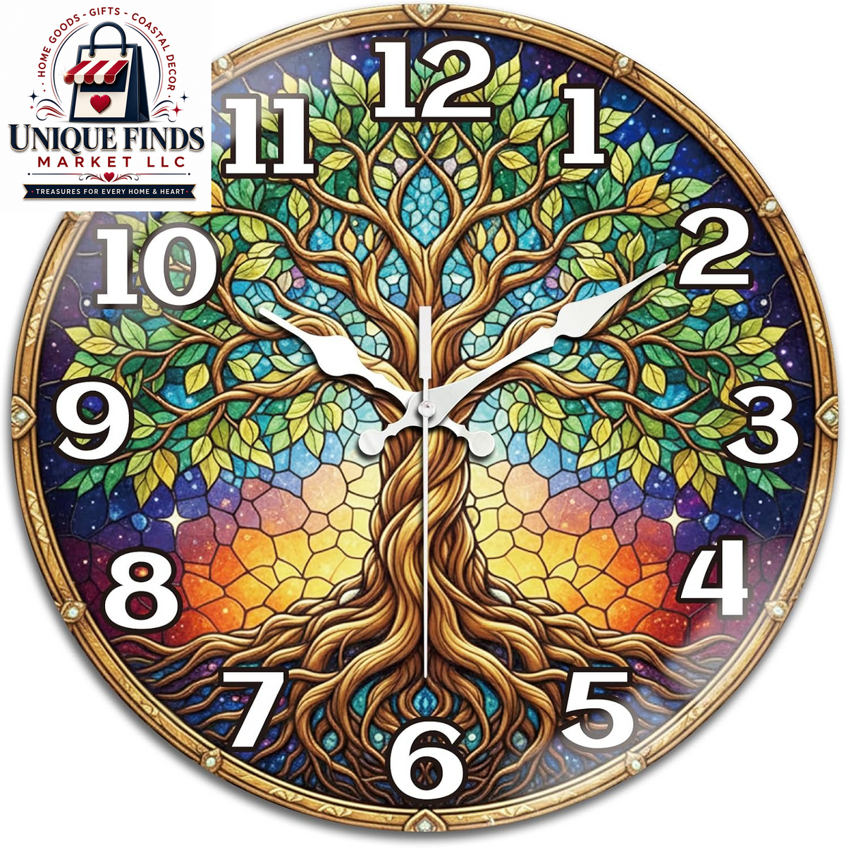 Peacoblue 12" Round Battery-Operated Marble Pattern Wall Clock