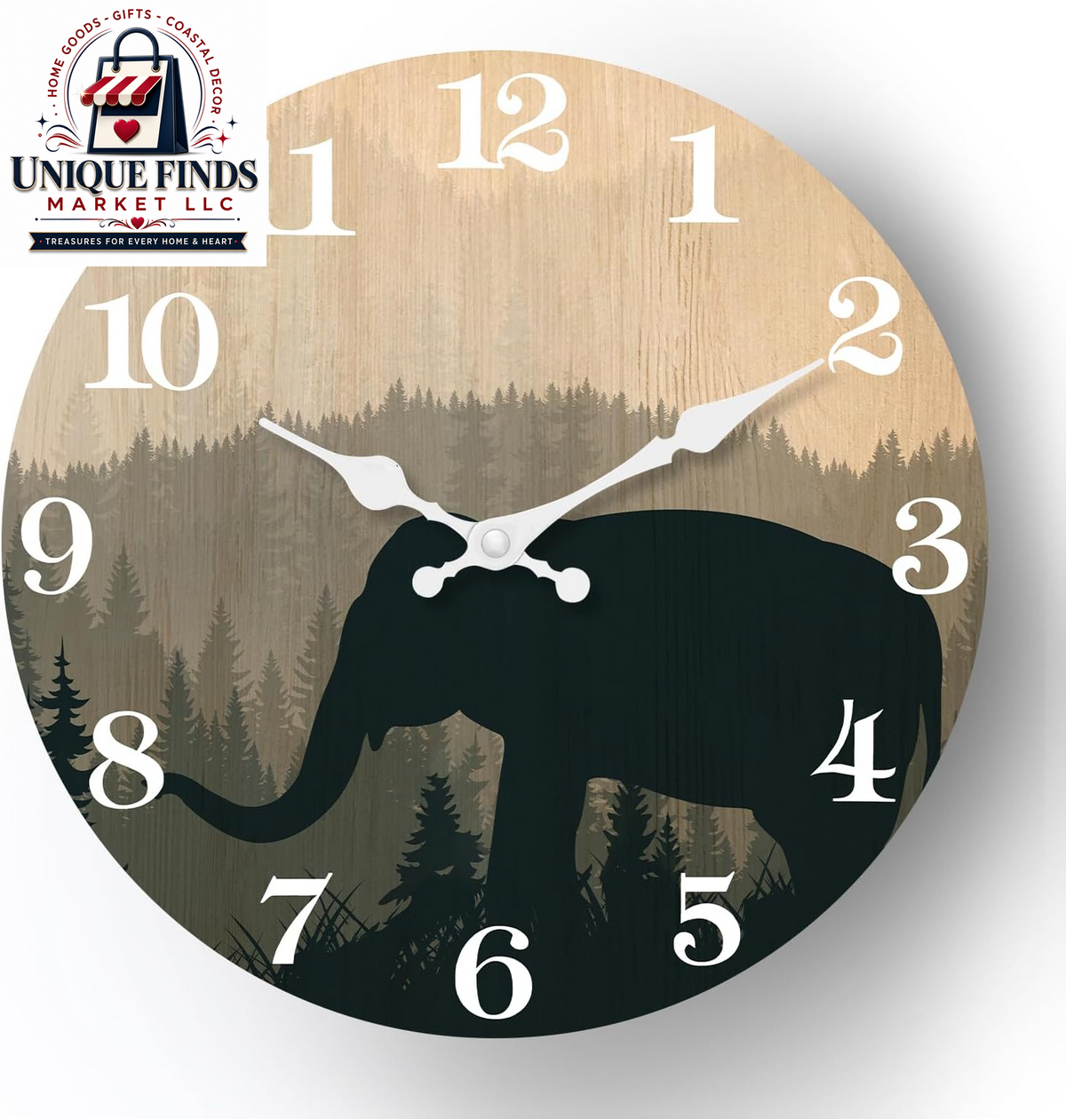 XFM 12-Inch Battery-Operated Rustic Farmhouse Wall Clock with Silent Mechanism