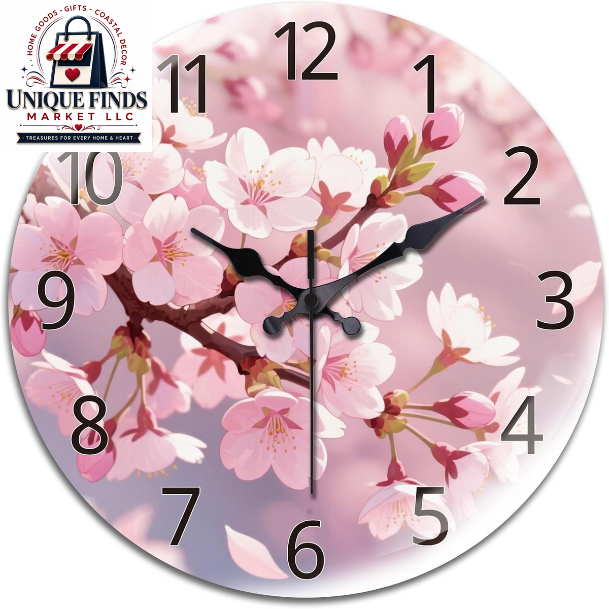 Peacoblue 12" Round Battery-Operated Marble Pattern Wall Clock