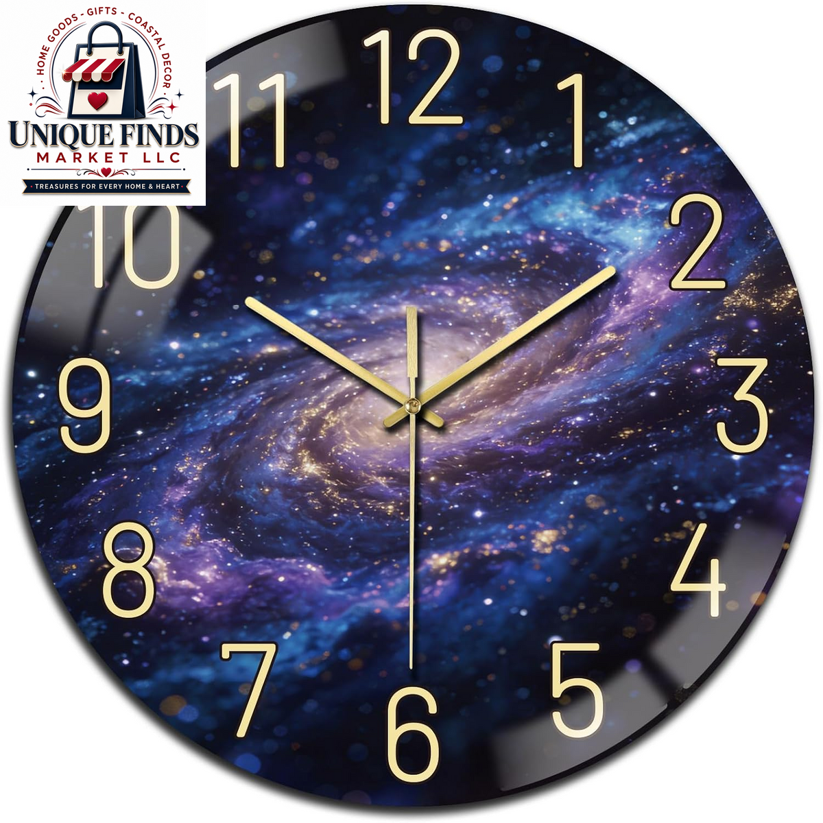 Peacoblue 12" Round Battery-Operated Marble Pattern Wall Clock