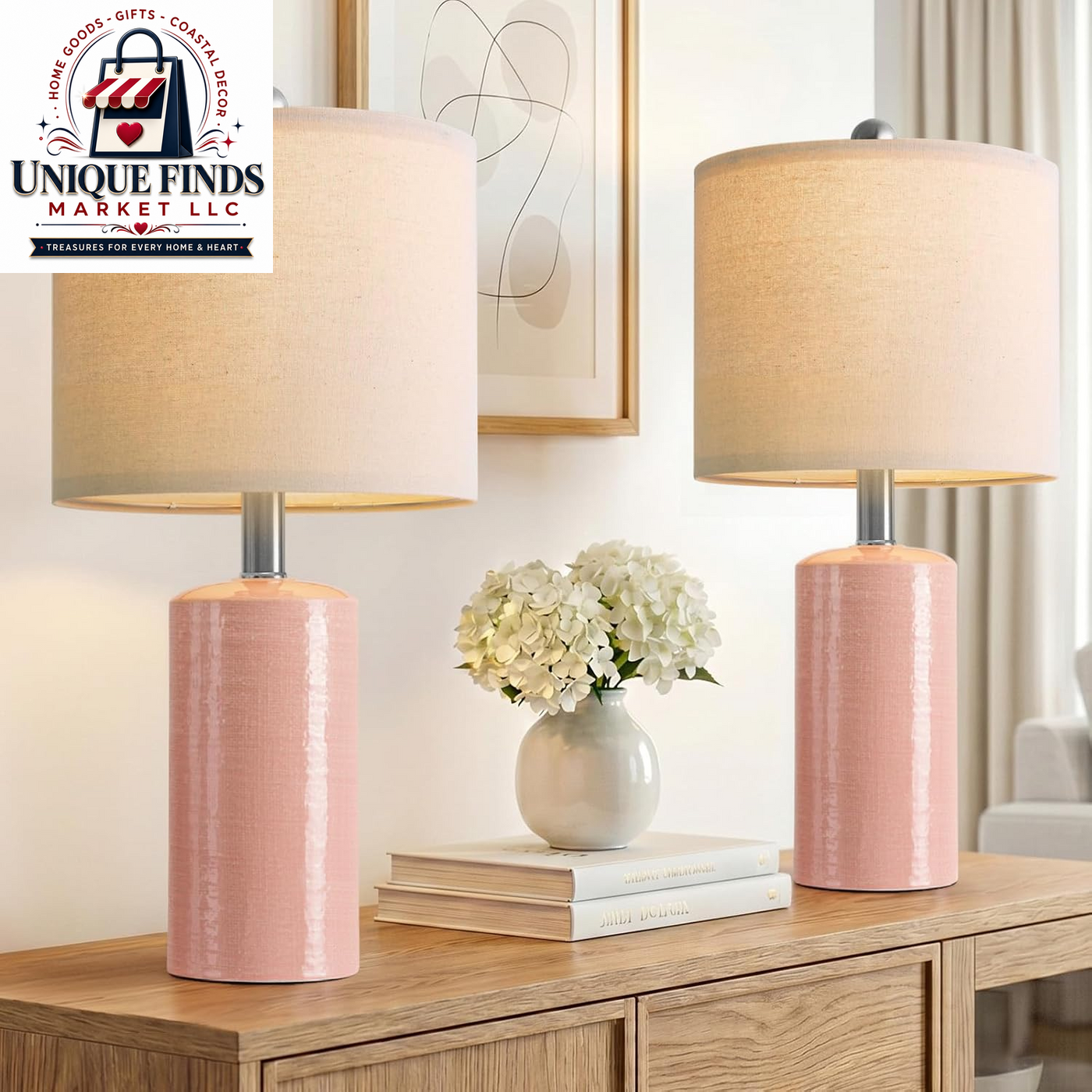 Small Table Lamps Set of 2 for Living Room 20.25" Blue Lamps Bedside Lamps