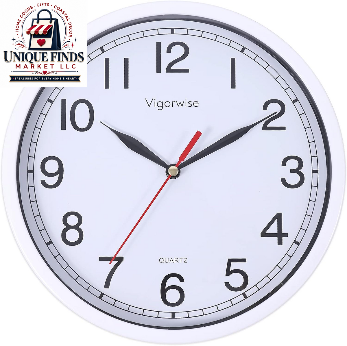12-Inch Silent White Wall Clock with Integrated Temperature Display