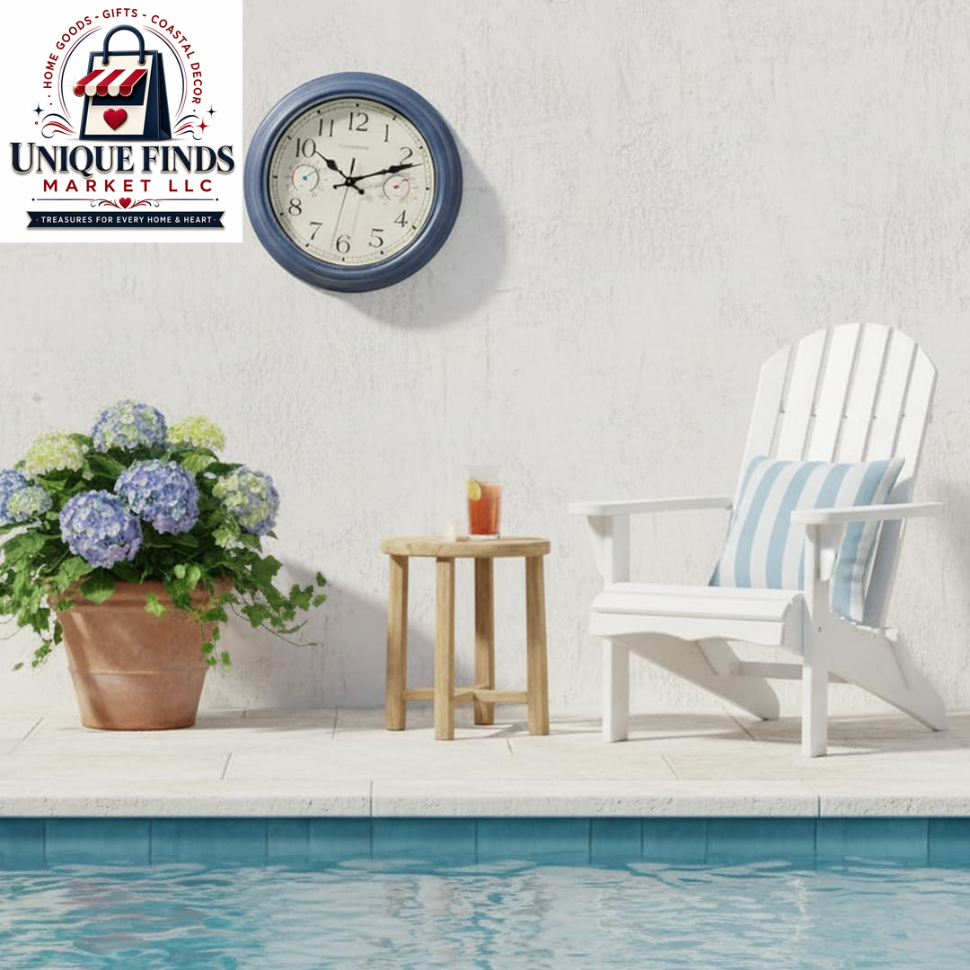 Crosstime 12-Inch Indoor/Outdoor Retro Wall Clock - Battery Operated and Silent, Blue