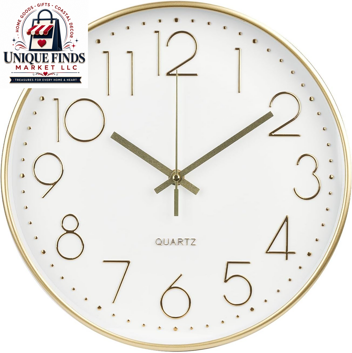 12-Inch Non-Ticking Silent Quartz Wall Clock with Red Stereoscopic Dial - Modern Round Design for Home, Office, School, Living Room, Bedroom, and Kitchen Decor