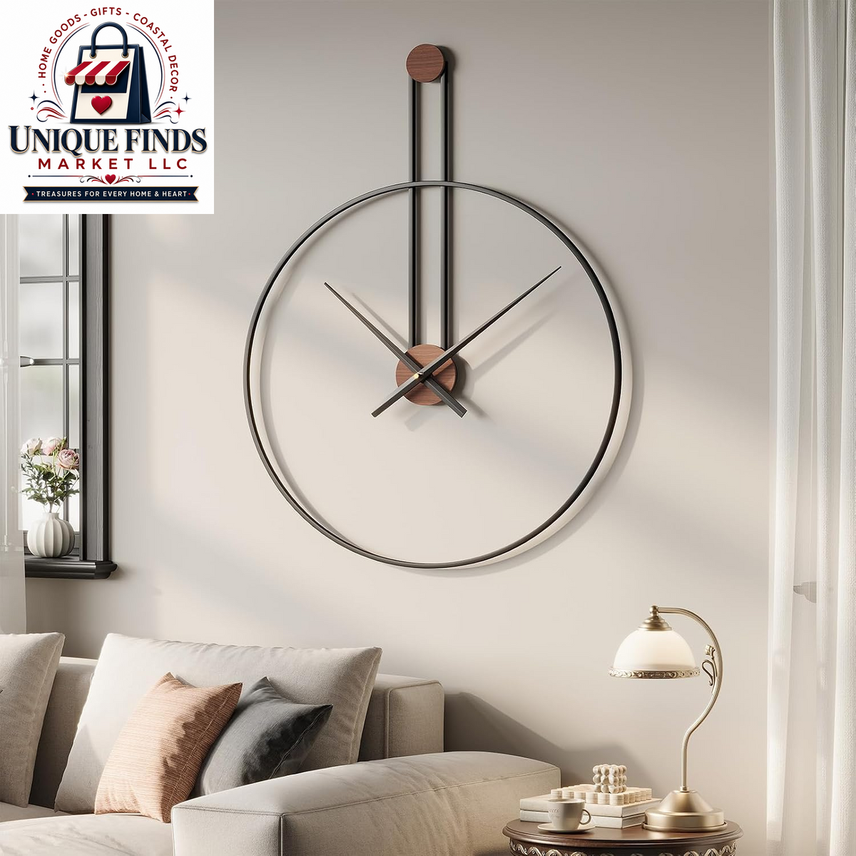 Cuspin 24-Inch Gold Metal Wall Clock for Elegant Living Room Decor