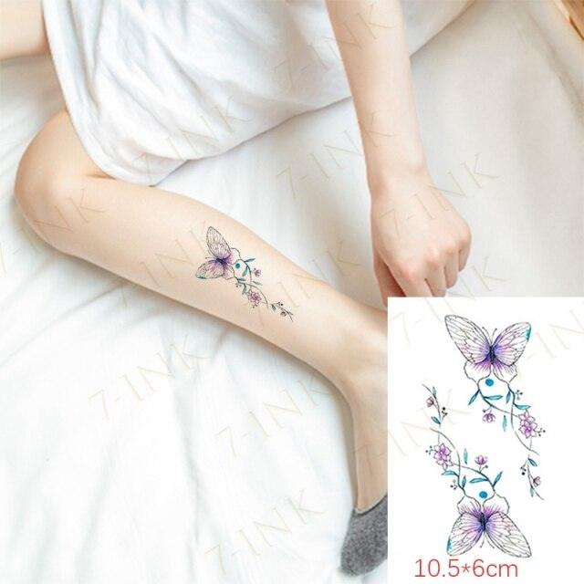 Waterproof Temporary Tattoo Lavender Stickers Butterfly Flower Luxury Small Tattoo For Body Arm