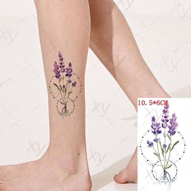 Waterproof Temporary Tattoo Lavender Stickers Butterfly Flower Luxury Small Tattoo For Body Arm