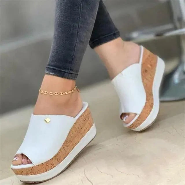 White Fashion Women Summer Peep Toe Sandals Luxury Elegant High Heels Stylish Design