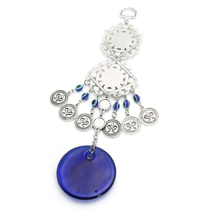Wind Chimes Evil Eye Pendants Home Wall Hanging Decor Blessing Protection Gift Blue Evil Eye Wall Hanging Ornament With Round Eye Design Metal Home Decor Protection And Good Luck Charm Gift Blessing Protection Gift  Dream Catcher Blue Rhinestone