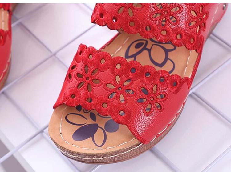 Woman Sandals For Beach Slip On Fashion Sandals Women Thick Bottom Footwear Flat Sandals Soft Leather Vintage Summer Casual Non-Slip Beach Platform Shoes Sandals
