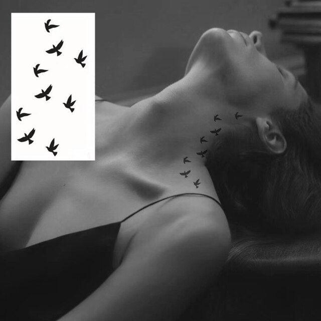 Women's Different Stickers Tattoo Temporary Waterproof Neck Arm Leg Tattoo Colorful Design