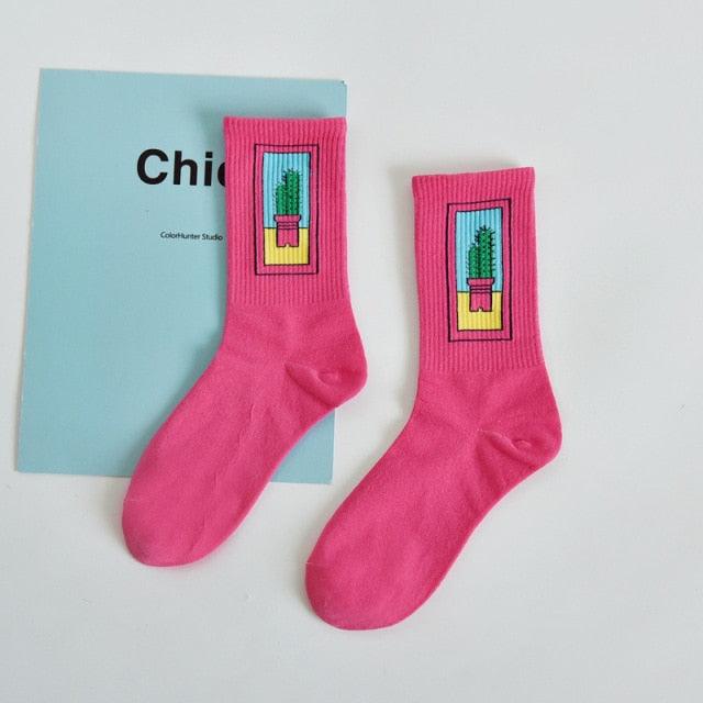 Women's Socks Combed Out Of Pure Cotton Colorful Cartoon Cute Funny Happy Kawaii Moon Strawberry Cactus Ankle Socks For Men And Women