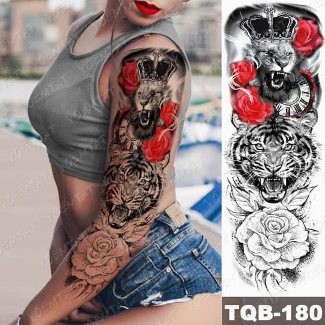 Womens Large Tattoo Eye Lion Waterproof Temporary Sticker Realistic Big Luxury Tattoo Modern Design