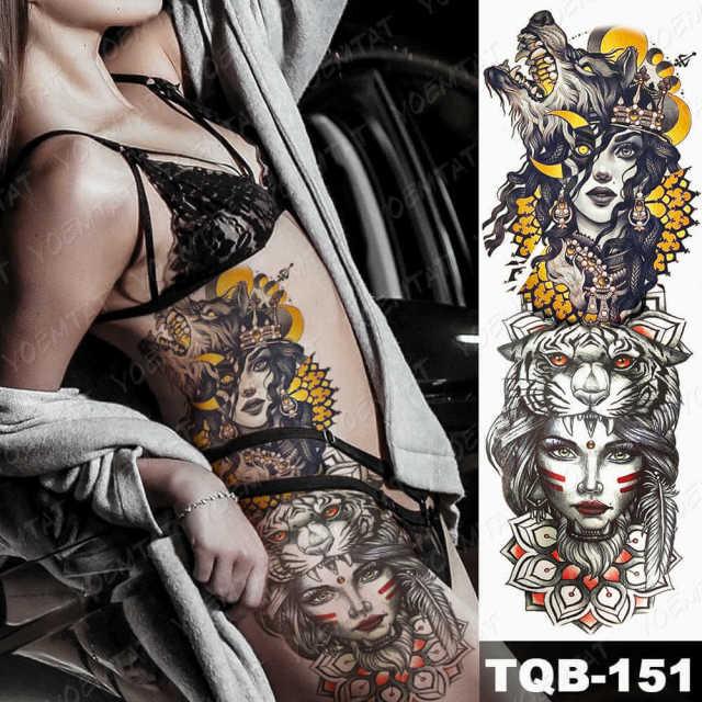 Womens Large Tattoo Eye Lion Waterproof Temporary Sticker Realistic Big Luxury Tattoo Modern Design