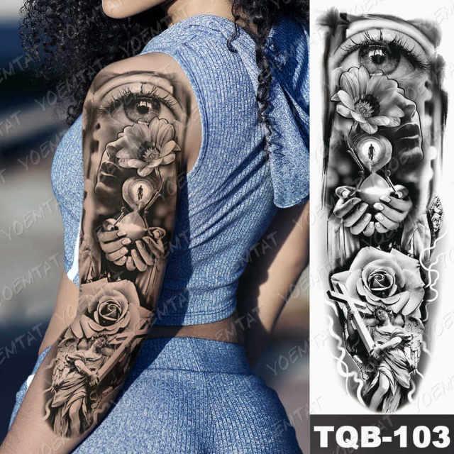 Womens Large Tattoo Eye Lion Waterproof Temporary Sticker Realistic Big Luxury Tattoo Modern Design
