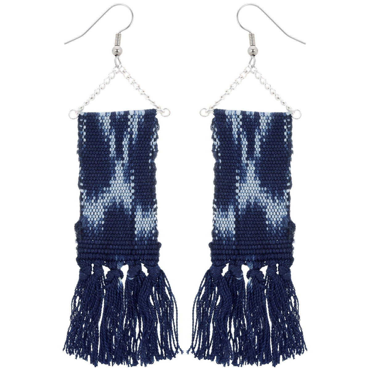 Woven Ikat Fringe Earrings